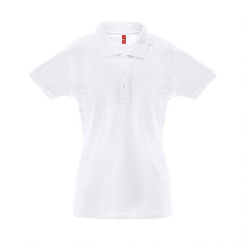 White polo shirt with collar, short sleeves