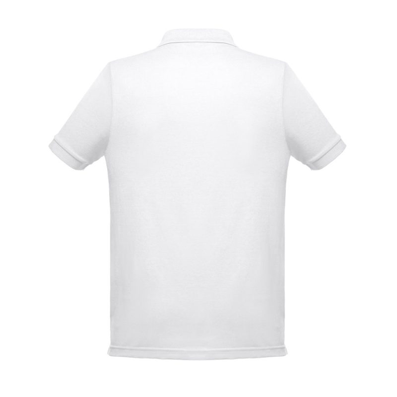 Back of plain white polo shirt