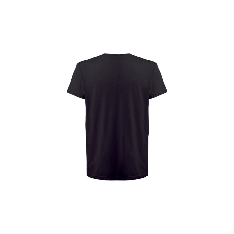 Black T-shirt, back view, isolated on white.