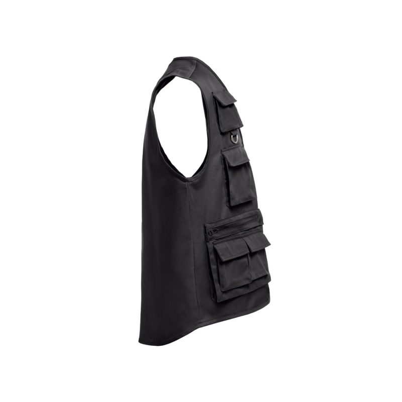 Black tactical vest with multiple pockets