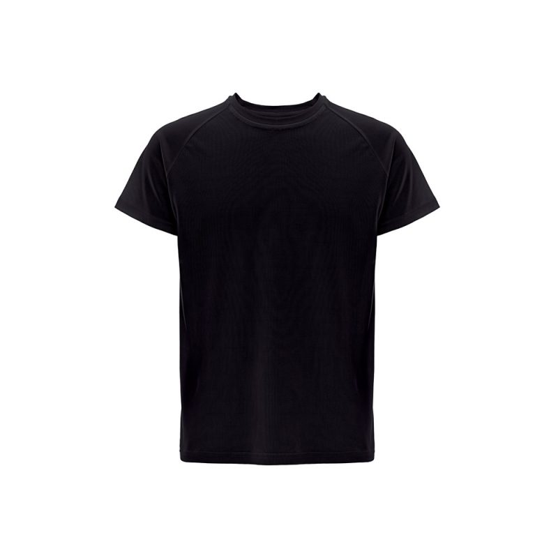 Plain black T-shirt on white background