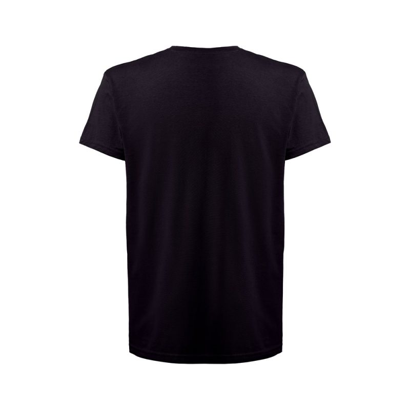 Rear view of plain black T-shirt