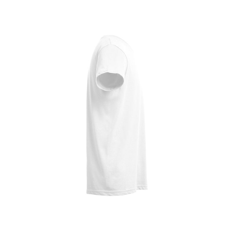 Side view of plain white t-shirt.