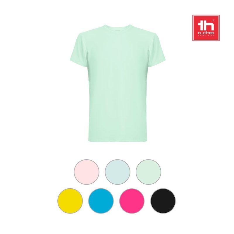 Pastel green T-shirt with six colour options.