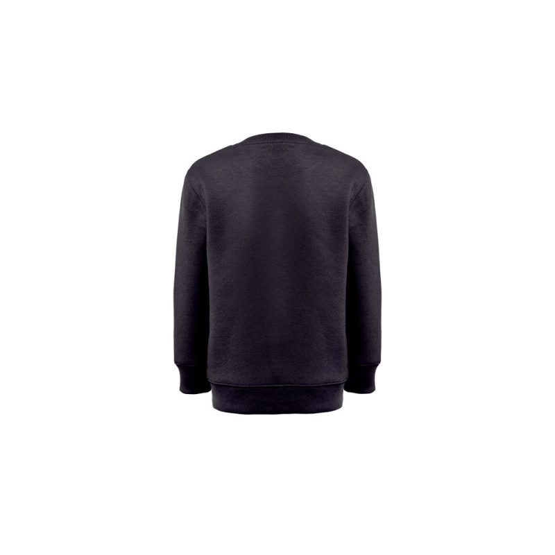 Back view of plain black sweatshirt.