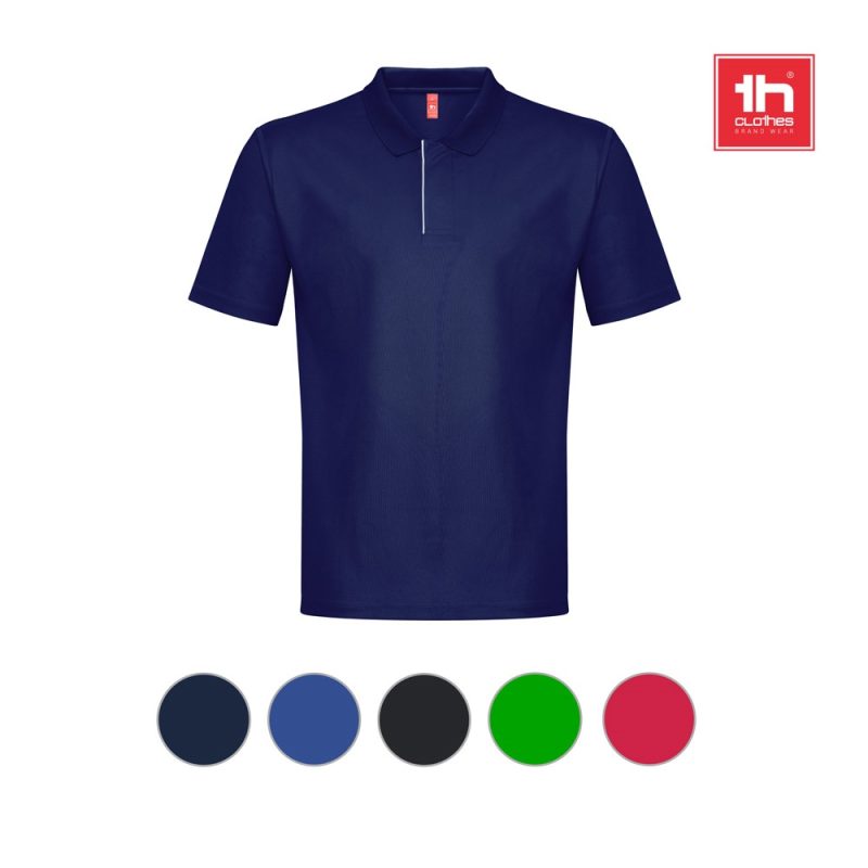 Navy blue polo shirt with colour options.