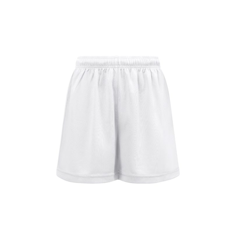 White athletic shorts on plain background.