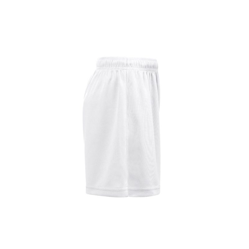 White athletic sports shorts side view.