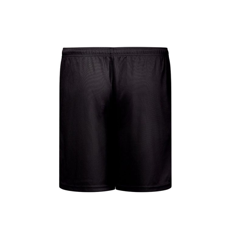 Black sports shorts on white background.