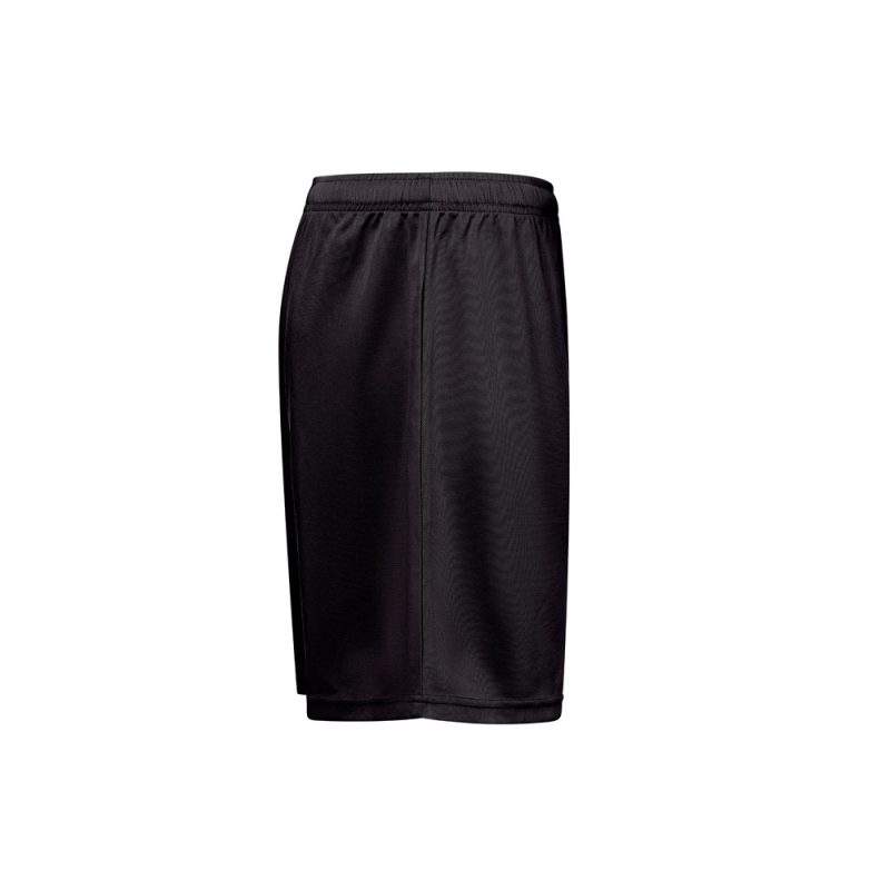 Black athletic shorts with elastic waistband