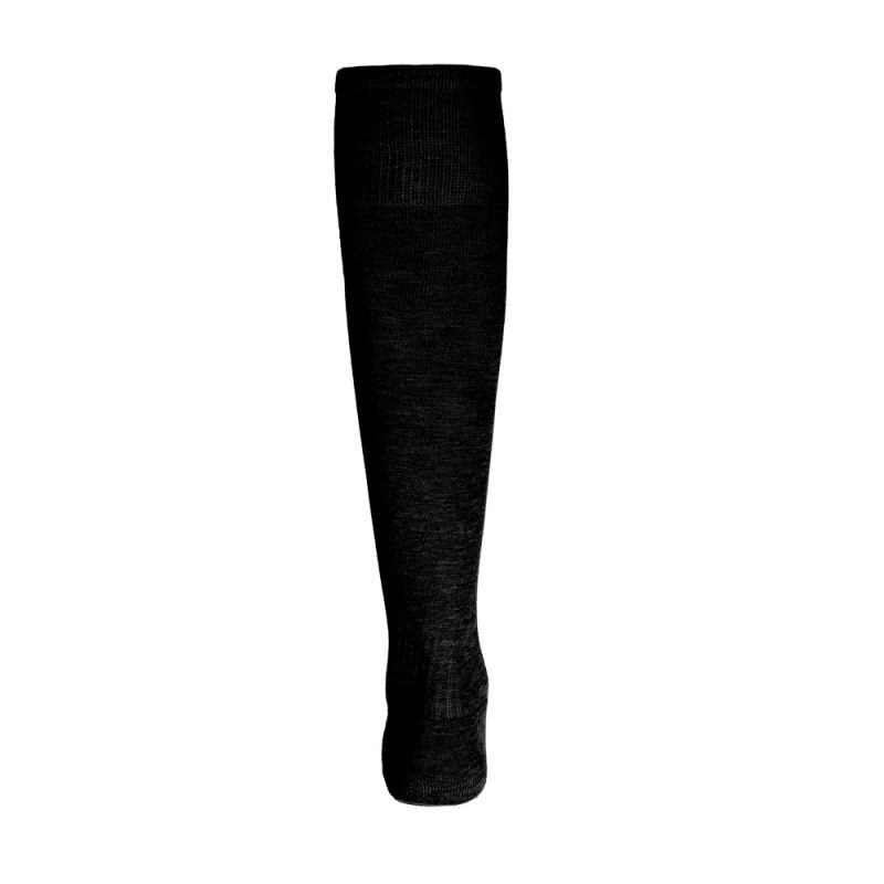 Black knee-high sock on white background