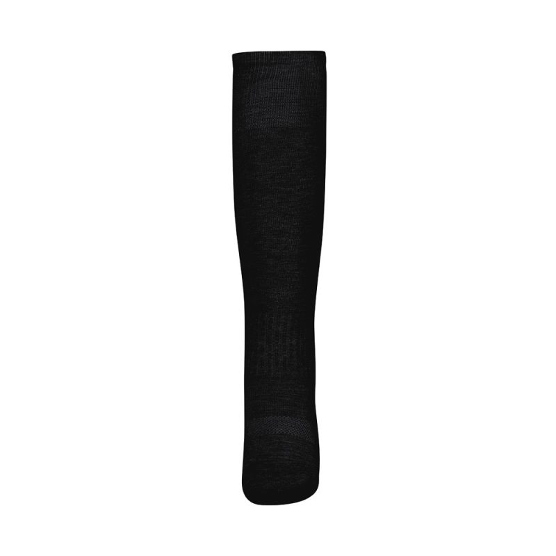 Black knee-high sock on white background
