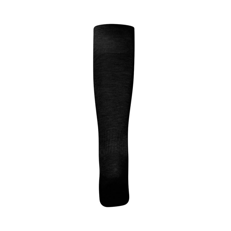 Black knee-high sock on white background.