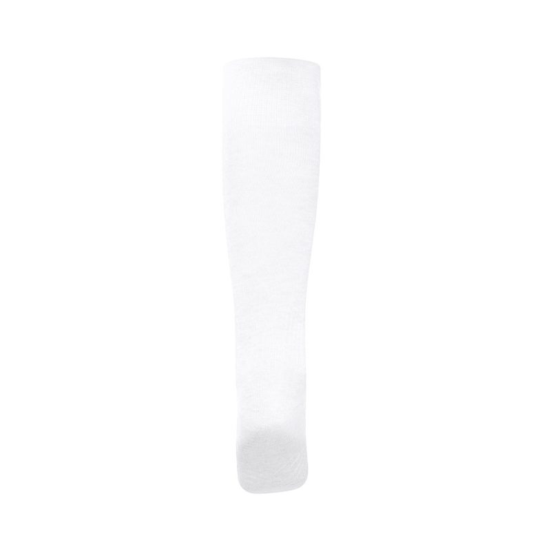 White knee-high sock on white background.