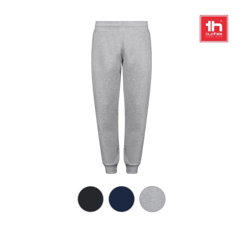 Grey joggers with colour options: black, blue, grey.