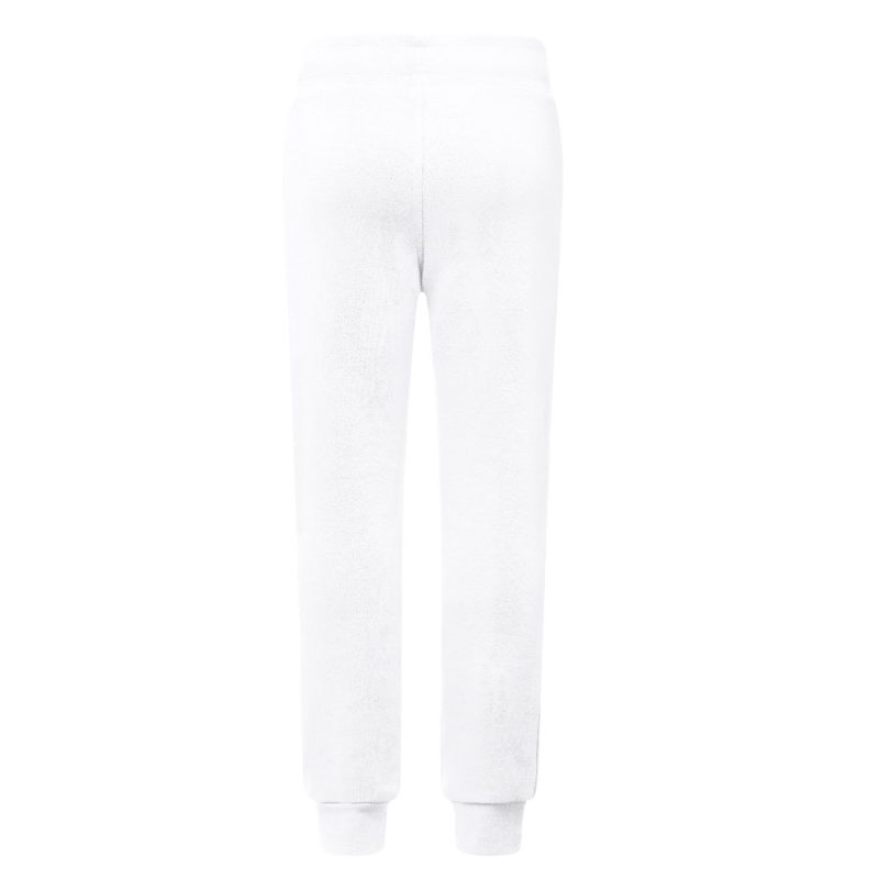 White joggers, back view, isolated on white background.
