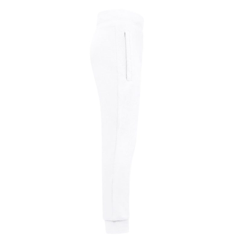White slim-fit joggers with side pocket