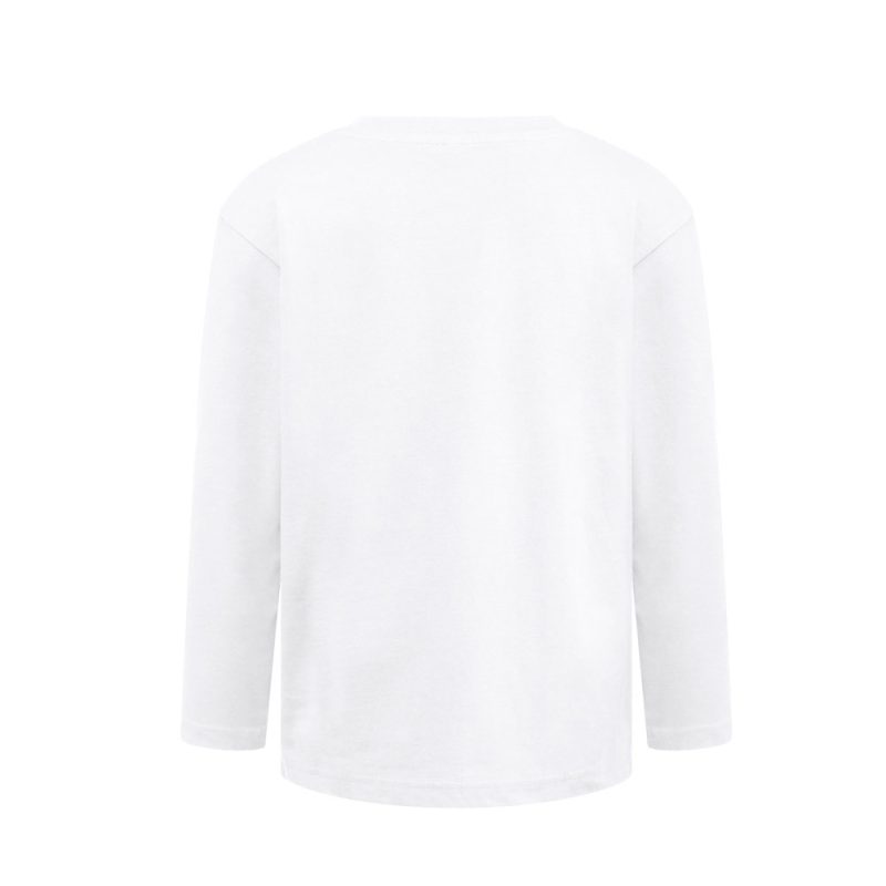 Back view of plain white long-sleeve T-shirt