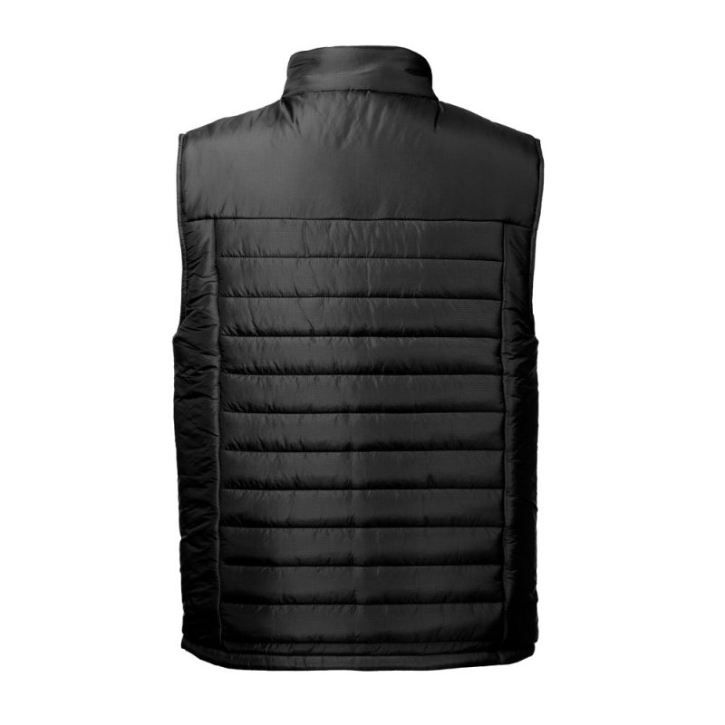 Black puffer vest, back view