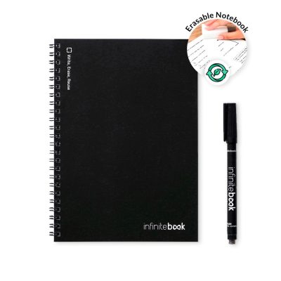Erasable notebook with pen, eco-friendly design.