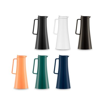 Set of six colourful insulated carafes.