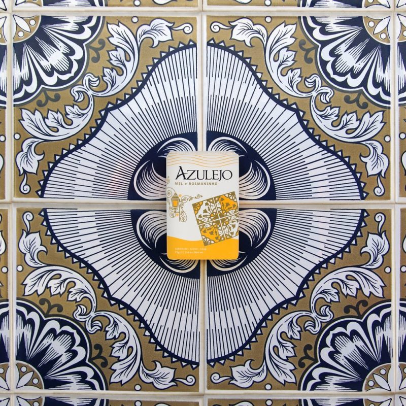 Azulejo honey on decorative tile background