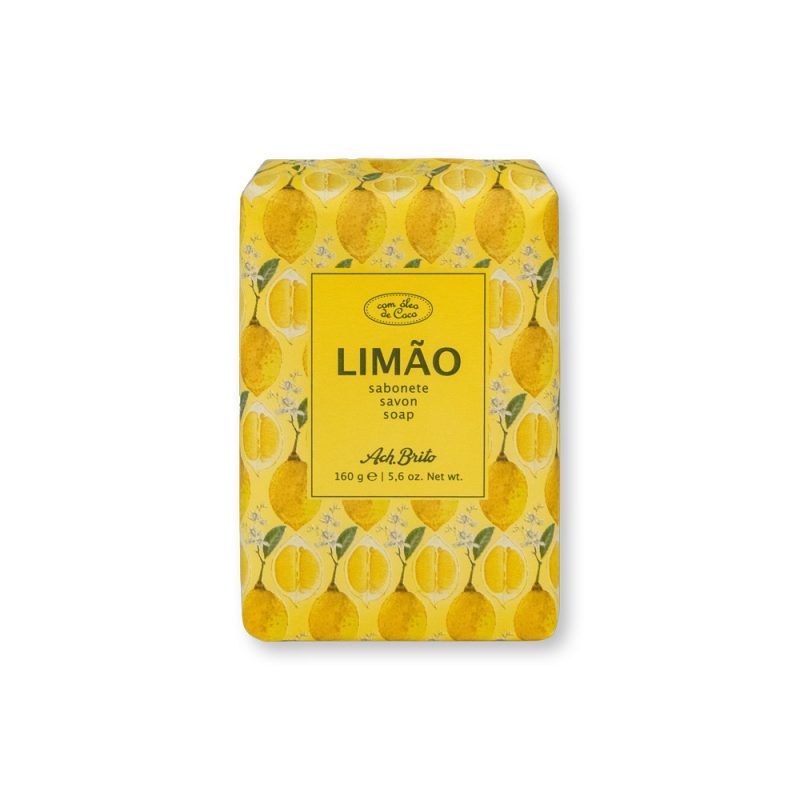 Lemon soap bar packaging with yellow design