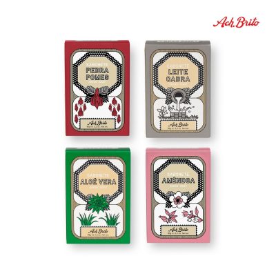 Ach Brito soap bars: pumice, goat milk, aloe, almond.