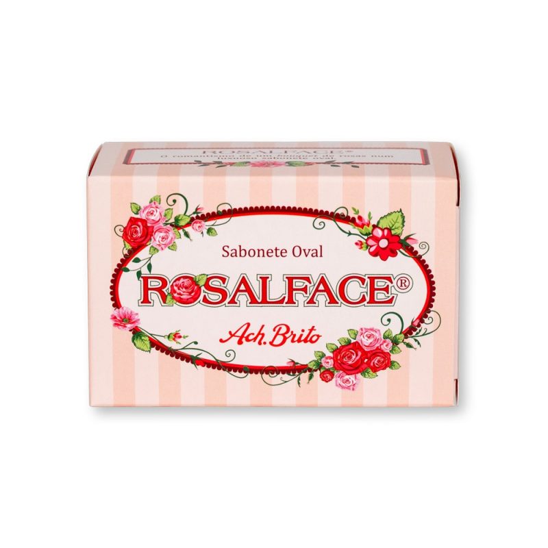 Rosalface Ach. Brito soap with floral design packaging.