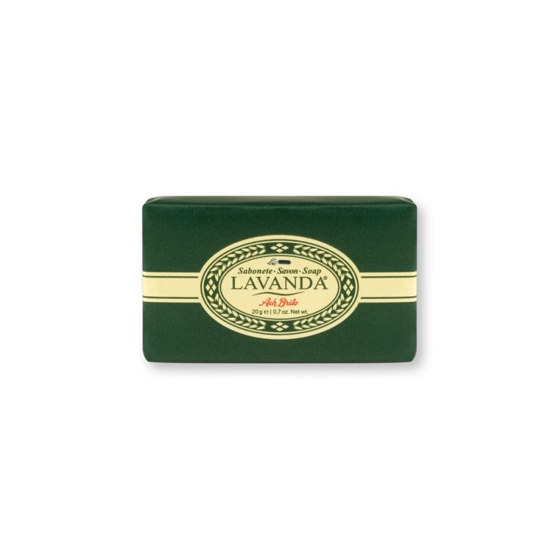 Dark green Lavanda soap bar with beige label.