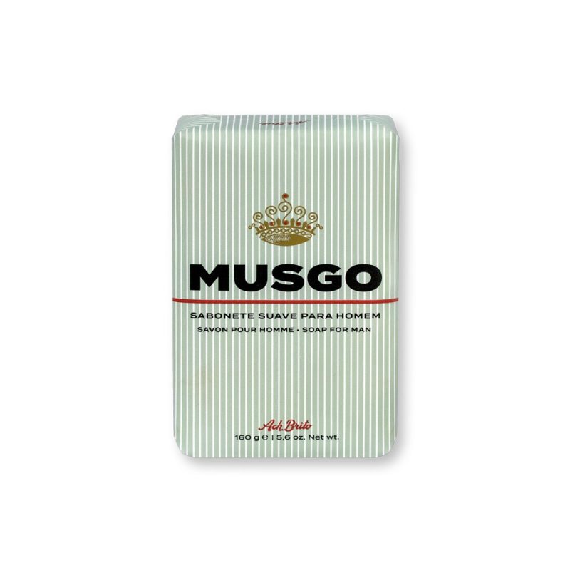Musgo soap for men in striped packaging.