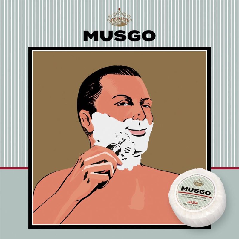 Man shaving with Musgo soap illustration