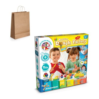Children's DIY dough modelling kit with paper bag.