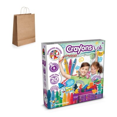 Crayons Lab DIY science kit with a paper bag.