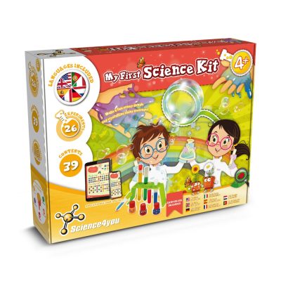 Children's science kit with colourful experiments box.