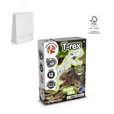 T-Rex excavation toy with twelve glow-in-the-dark pieces.