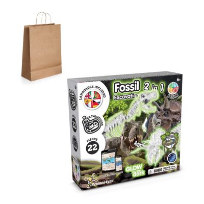 Fossil excavation kit, glow-in-the-dark, 22 pieces.