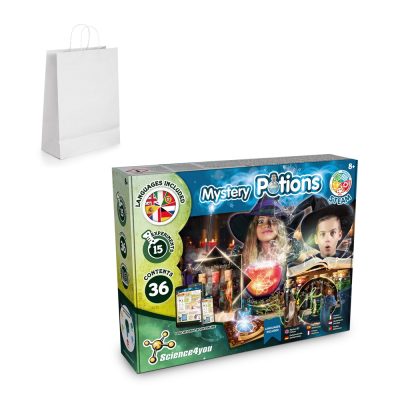 Mystery Potions science kit with white gift bag.