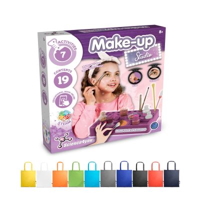 Make-up studio kit with colourful bags.