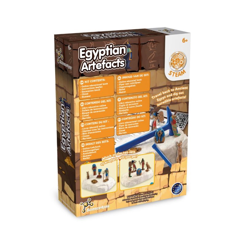 Science kit for digging Egyptian artefacts and learning history.