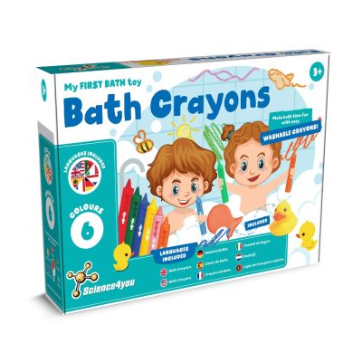Colourful bath crayons set with six different colours.
