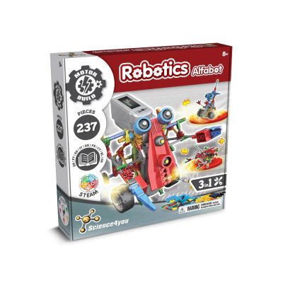 Robotics kit with 237 pieces for kids aged 8+.