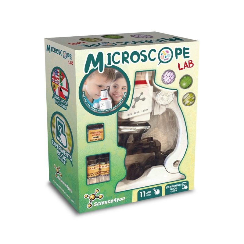 Children's science microscope kit box.