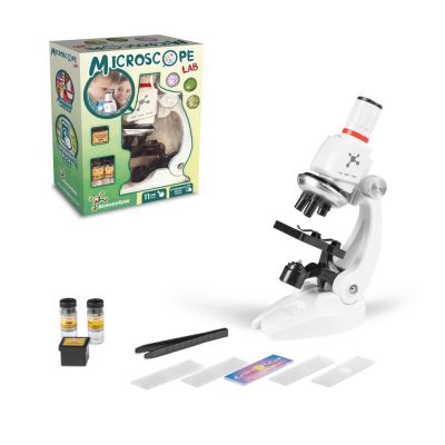 Microscope lab kit with accessories and box.