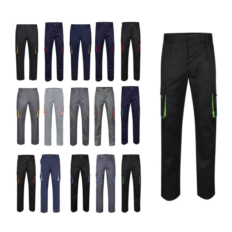 Collection of multi-coloured cargo trousers.