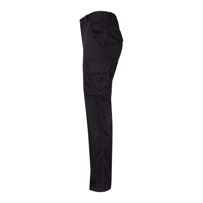 Black cargo trousers with side pockets