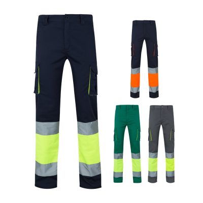 High-visibility work trousers in various colours.