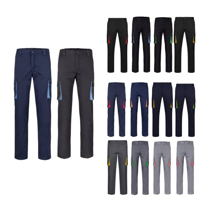 Assorted cargo trousers with colourful tassel details.