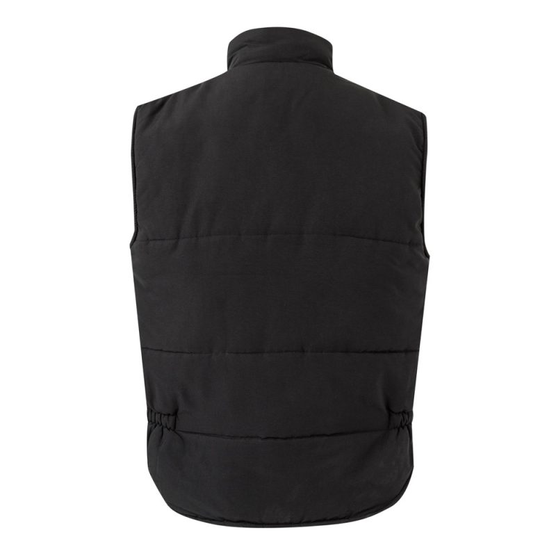Black padded vest, rear view