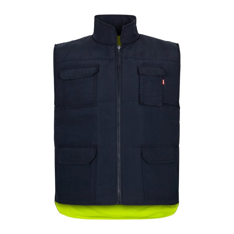 Stylish black bodywarmer with multiple pockets.